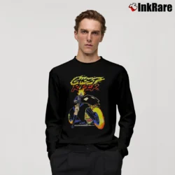 Men’s Ghost Rider Neon Flames Motorcycle Marvel Long-Sleeve Shirt in black | Sleek, Lightweight, Year-Round Wear
