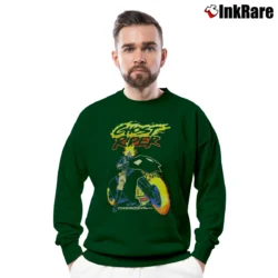 Men’s Ghost Rider Neon Flames Motorcycle Marvel Crewneck Sweatshirt in forest green | Cozy Fabric, Clean Style