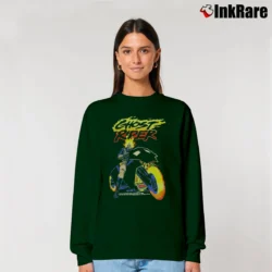 Women’s Ghost Rider Neon Flames Motorcycle Marvel Relaxed Sweatshirt in forest green | Soft, Laid-Back Vibe
