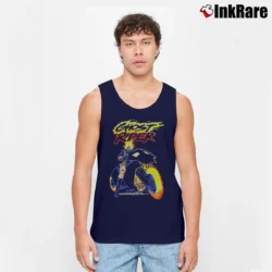 Men’s Ghost Rider Neon Flames Motorcycle Marvel Tank Top in navy | Breathable, Active-Friendly Design