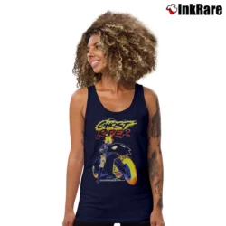 Women’s Ghost Rider Neon Flames Motorcycle Marvel Tank Top in navy | Lightweight, Movement-Friendly