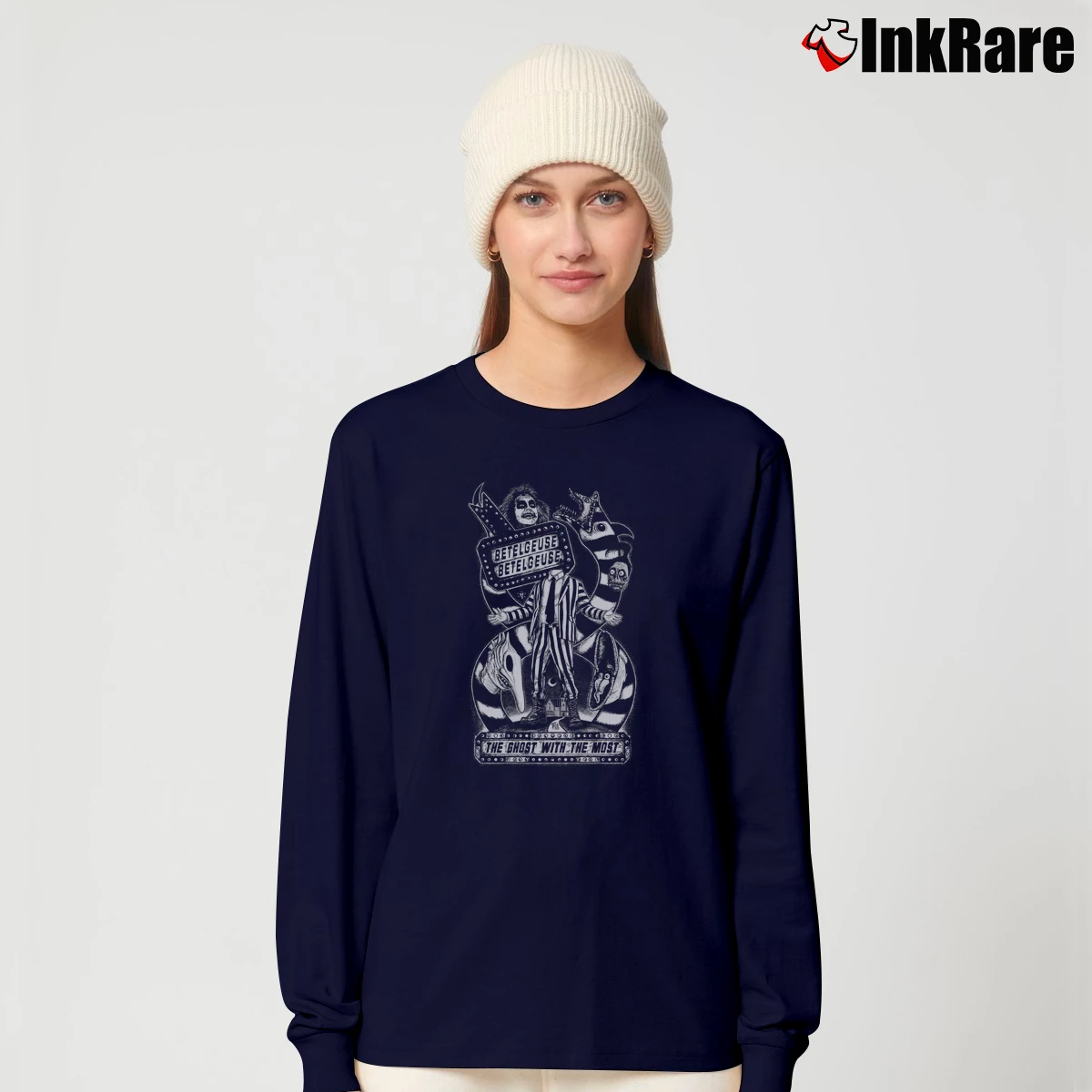 Ghost With The Most Beetlejuice Women’s Long-Sleeve Top in navy – Effortless Layer Women’s Ghost With The Most Beetlejuice Long-Sleeve Top in navy | Sleek, Versatile, All-Season