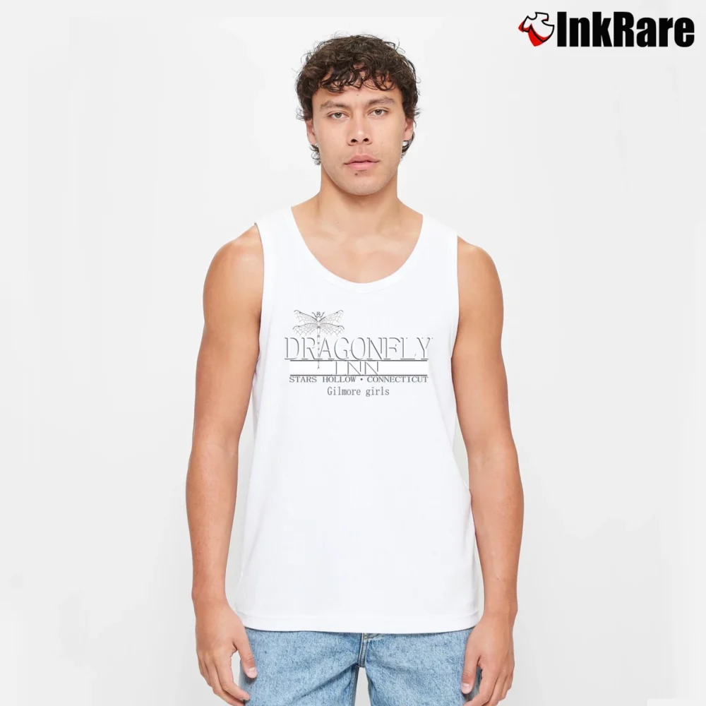 Men’s Gilmore Girls Dragonfly Inn Graphic Tank Top in white | Breathable, Active-Friendly Design