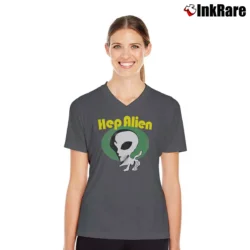 Women’s Gilmore Girls Hep Alien Band Logo V-Neck Tee in charcoal | Chic Neckline, Soft Texture