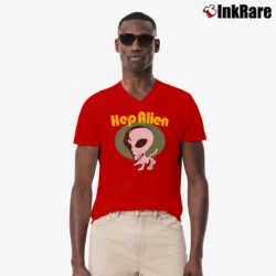 Men’s Gilmore Girls Hep Alien Band Logo V-Neck Tee in red | Sharp, Breathable, Everyday Staple
