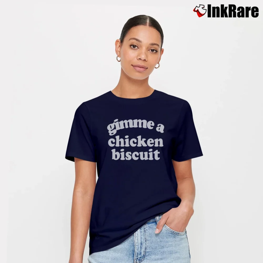 Women’s Gimme A Chicken Biscuit Funny Southern Signature T-Shirt in navy | Soft, Flattering Fit