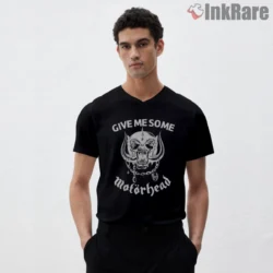 Gimme Some Motorhead Shirt with chrome Snaggletooth logo on black tee