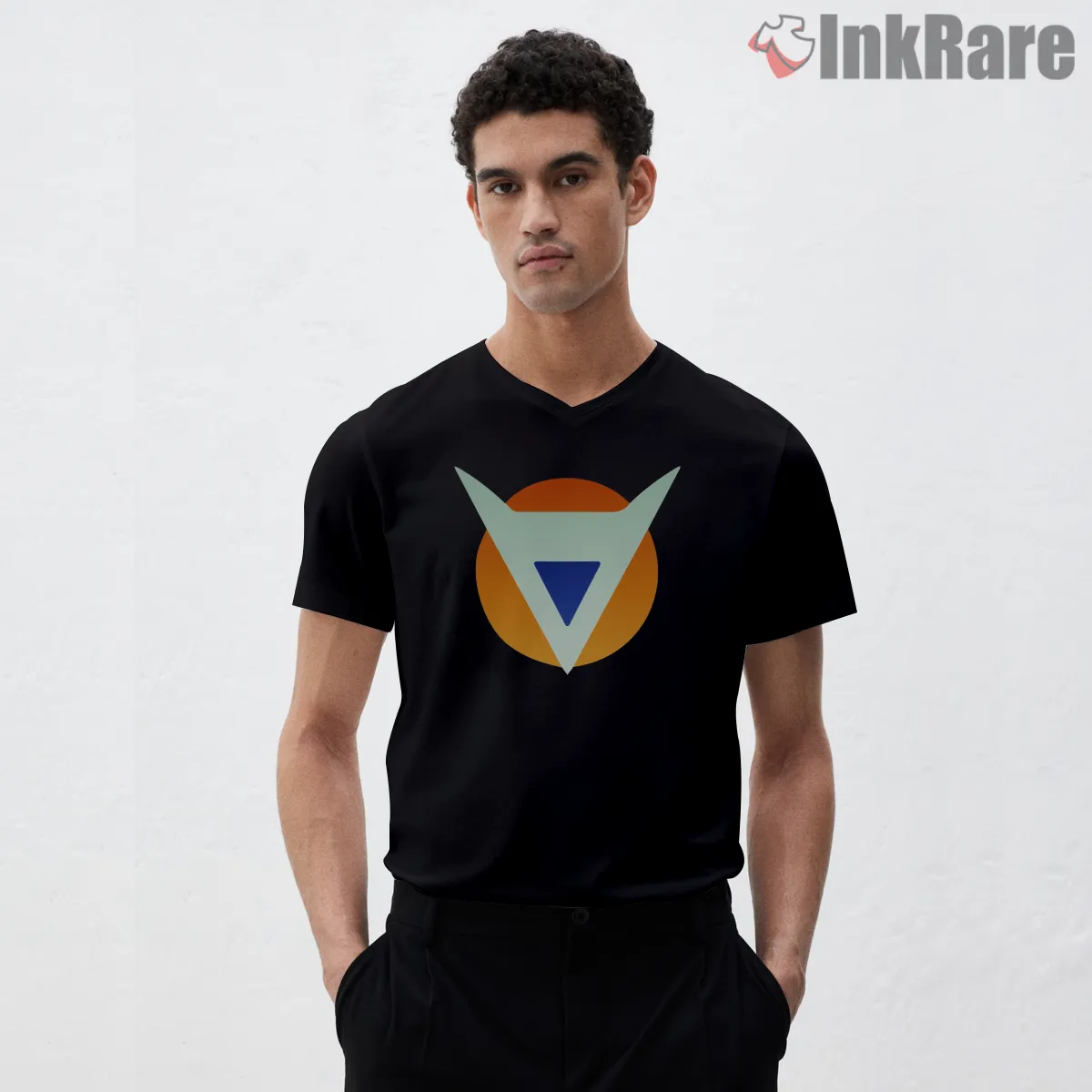 Ginyu Special Corps Emblem Retro Badge V Neck Black Ginyu Special Corps Emblem Retro Badge Shirt on black v-neck shirt for men graphic tee
