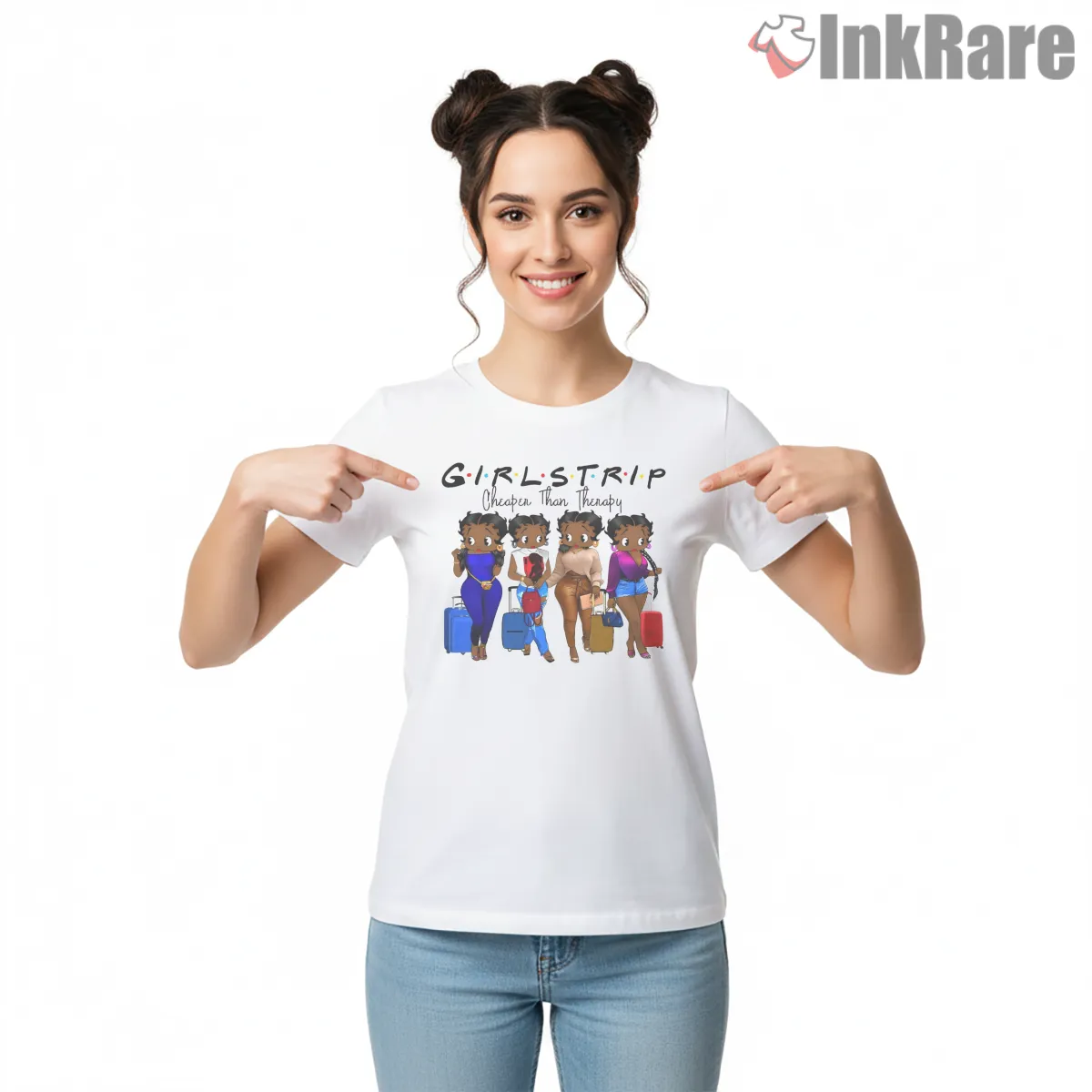 Girls Trip Betty Boop Cartoon Adventure Shirt on white short sleeve shirt for women graphic tee