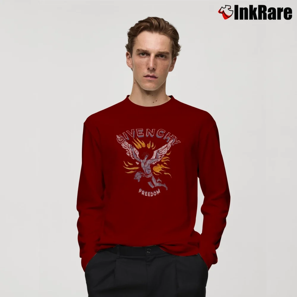 Men’s Givenchy Icarus Graphic Fashion Long-Sleeve Shirt in maroon | Sleek, Lightweight, Year-Round Wear