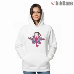 Glam Spotlight Betty Boop Stage Circle Shirt on white hoodie for women graphic tee