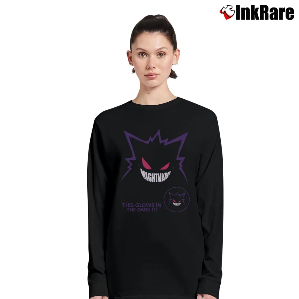 Women’s Glow In The Dark Gengar Pokemon Black Long-Sleeve Top in black | Sleek, Versatile, All-Season