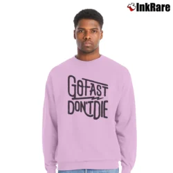 Men’s Go Fast Don't Die Motivational Crewneck Sweatshirt in light pink | Cozy Fabric, Clean Style