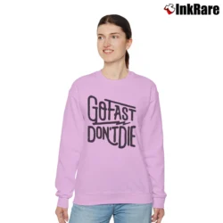 Women’s Go Fast Don't Die Motivational Relaxed Sweatshirt in light pink | Soft, Laid-Back Vibe