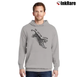 Men’s Go Get'em Tiger Sunglasses On Big Cat Animal Pullover Hoodie in sport grey | Cozy, Durable, Modern Fit