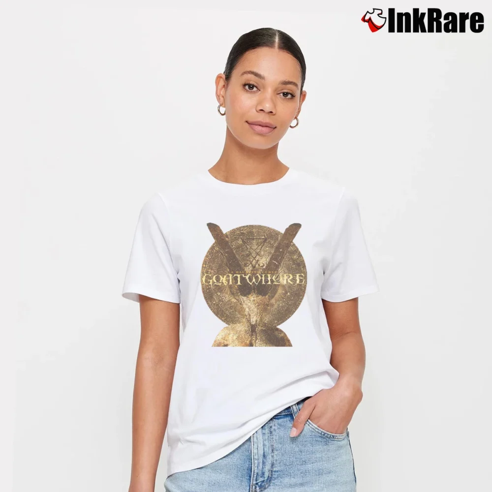 Women’s Goatwhore A Haunting Curse Metal Signature T-Shirt in white | Soft, Flattering Fit