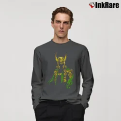 Men’s God Of Mischief Loki Classic Marvel Long-Sleeve Shirt in charcoal | Sleek, Lightweight, Year-Round Wear