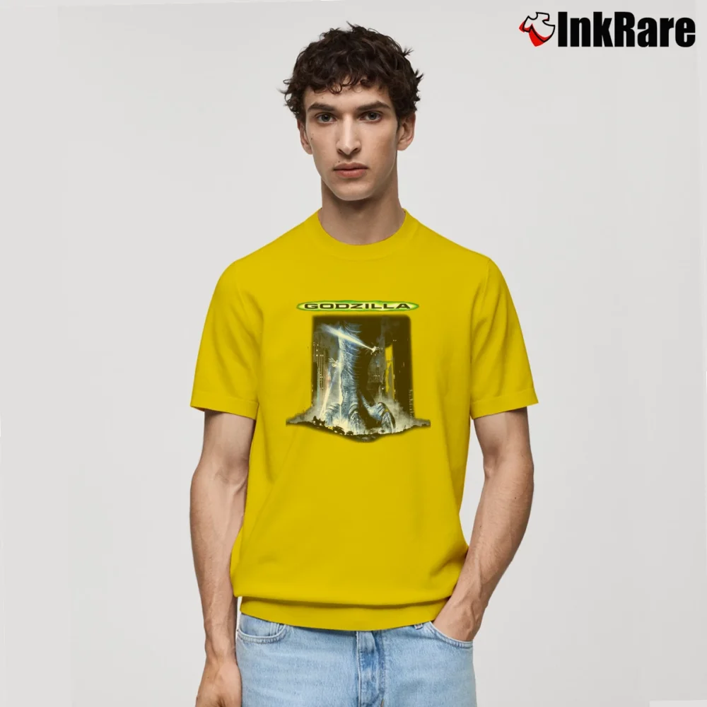 Men’s Godzilla 1998 Movie Promo Graphic Classic T-Shirt in yellow | Soft, Breathable Everyday Wear