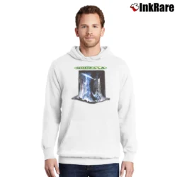 Men’s Godzilla 1998 Taco Bell Promo Guess Who's Coming To Town Pullover Hoodie in white | Cozy, Durable, Modern Fit