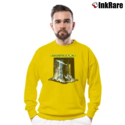 Men’s Godzilla 1998 Taco Bell Promo Guess Who's Coming To Town Crewneck Sweatshirt in yellow | Cozy Fabric, Clean Style