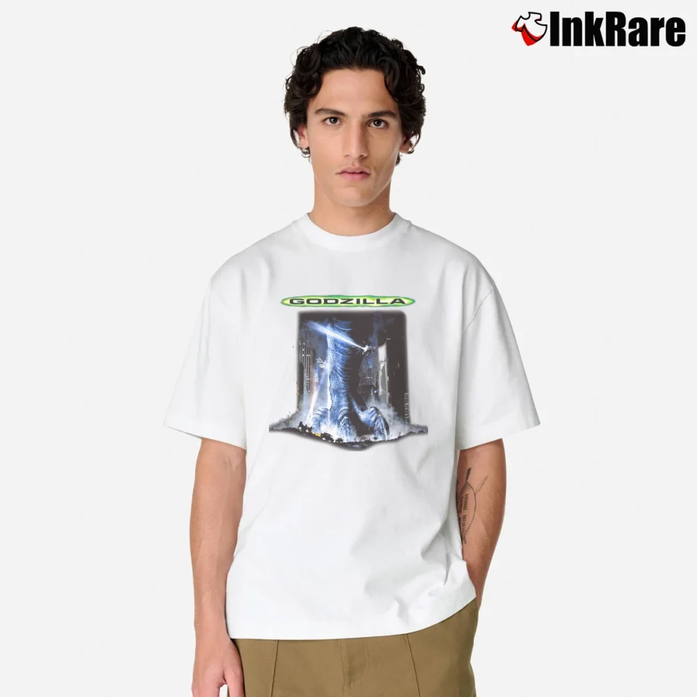 Men’s Godzilla 1998 Taco Bell Promo Guess Who's Coming To Town Classic T-Shirt in white | Soft, Breathable Everyday Wear