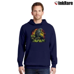 Men’s Godzilla Big In Japan Vintage Style Pullover Hoodie in navy | Cozy, Durable, Modern Fit