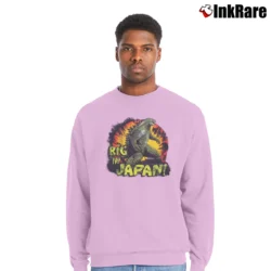 Men’s Godzilla Big In Japan Vintage Style Crewneck Sweatshirt in light pink | Cozy Fabric, Clean Style