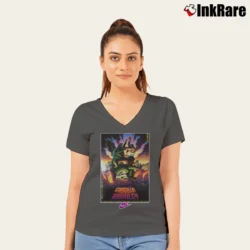 Women’s Godzilla Charles Barkley 1992 World Tour Vintage V-Neck Tee in charcoal | Chic Neckline, Soft Texture