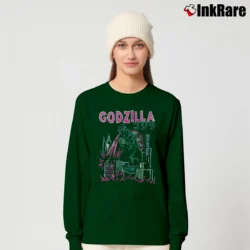 Women’s Godzilla Gender Neutral Graphic Long-Sleeve Top in forest green | Sleek, Versatile, All-Season