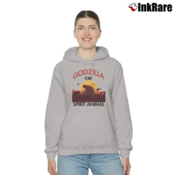 Women’s Godzilla Is My Spirit Animal Funny Graphic Cozy Hoodie in sport grey | Warm, Structured, Stylish