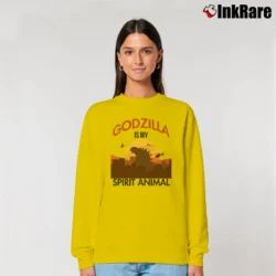 Women’s Godzilla Is My Spirit Animal Funny Graphic Relaxed Sweatshirt in yellow | Soft, Laid-Back Vibe