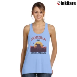 Women’s Godzilla Is My Spirit Animal Funny Graphic Tank Top in light blue | Lightweight, Movement-Friendly