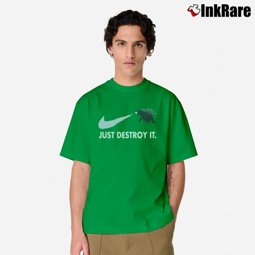 Men’s Godzilla Just Destroy It Funny Monster Classic T-Shirt in irish green | Soft, Breathable Everyday Wear
