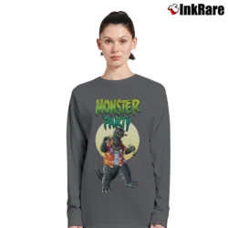 Women’s Godzilla King Of Monsters Funny Party Monster Long-Sleeve Top in charcoal | Sleek, Versatile, All-Season