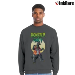 Men’s Godzilla King Of Monsters Funny Party Monster Crewneck Sweatshirt in charcoal | Cozy Fabric, Clean Style