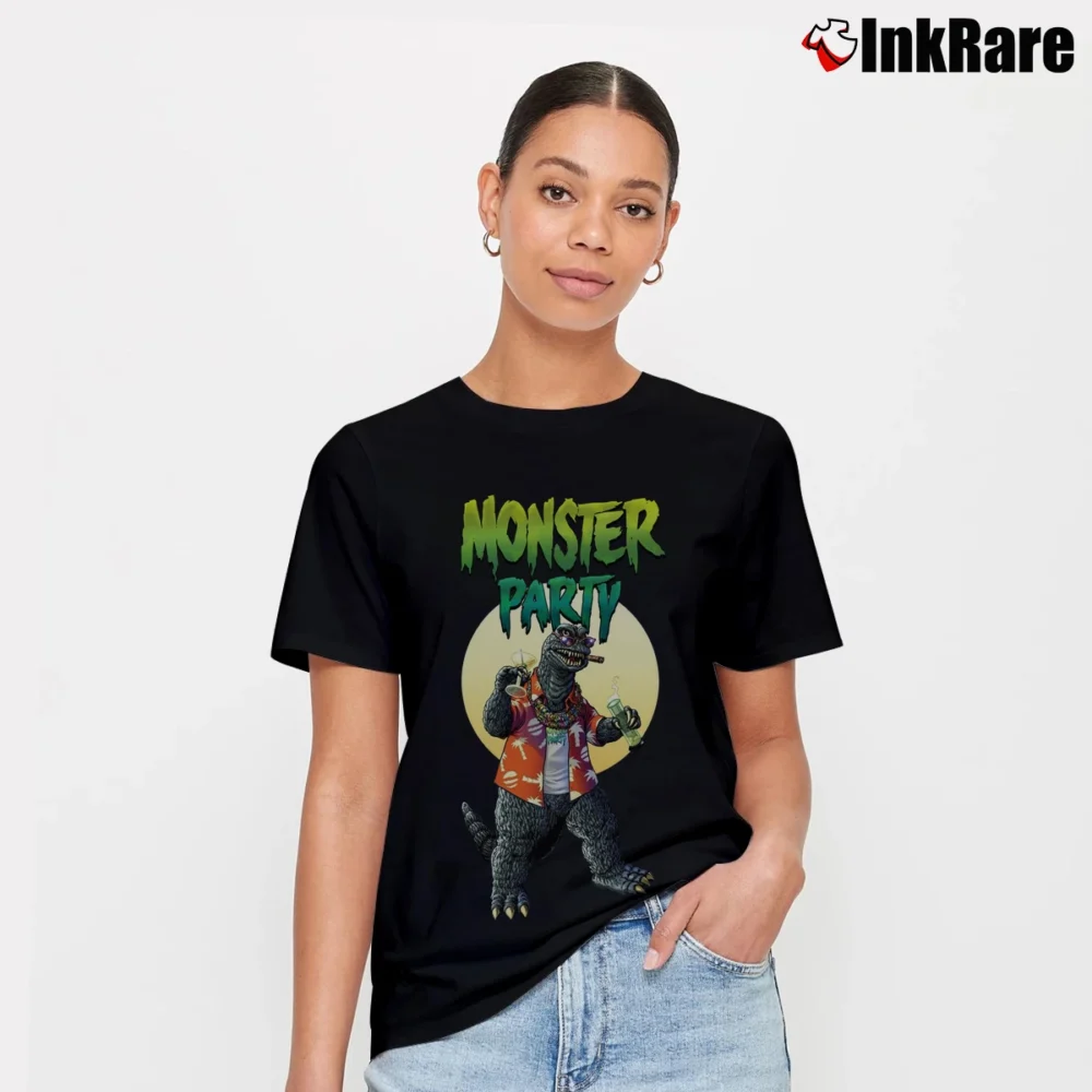 Women’s Godzilla King Of Monsters Funny Party Monster Signature T-Shirt in black | Soft, Flattering Fit