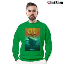 Men’s Godzilla King Of Monsters Graphic Classic Crewneck Sweatshirt in irish green | Cozy Fabric, Clean Style