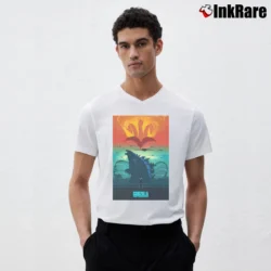 Men’s Godzilla King Of Monsters Graphic Classic V-Neck Tee in white | Sharp, Breathable, Everyday Staple