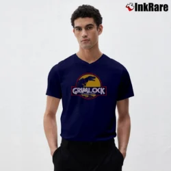 Men’s Godzilla King Of Monsters Grimlock Crossover V-Neck Tee in navy | Sharp, Breathable, Everyday Staple