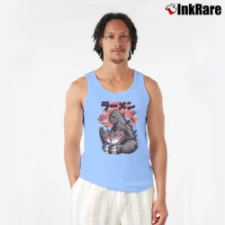 Men’s Godzilla King Of The Monsters Eating Ramen Funny Movie Tank Top in light blue | Breathable, Active-Friendly Design