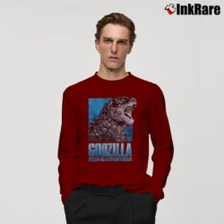 Men’s Godzilla King Of The Monsters Movie Roar Long-Sleeve Shirt in maroon | Sleek, Lightweight, Year-Round Wear
