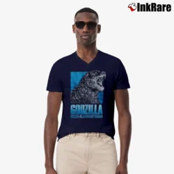 Men’s Godzilla King Of The Monsters Movie Roar V-Neck Tee in navy | Sharp, Breathable, Everyday Staple