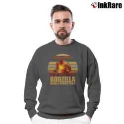 Men’s Godzilla King Of The Monsters Retro Crewneck Sweatshirt in charcoal | Cozy Fabric, Clean Style