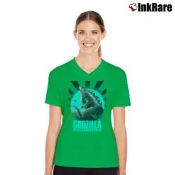 Women’s Godzilla King Of The Monsters V-Neck Tee in irish green | Chic Neckline, Soft Texture