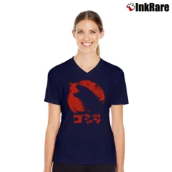 Women’s Godzilla King of the Monsters V-Neck Tee in navy | Chic Neckline, Soft Texture