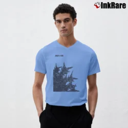 Men’s Godzilla Minus One Two Sides Spikes Classic Cotton V-Neck Tee in light blue | Sharp, Breathable, Everyday Staple