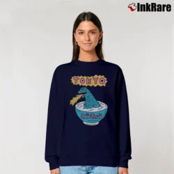 Women’s Godzilla Tokyo Shinjuku Kabukicho Japanese Manga Relaxed Sweatshirt in navy | Soft, Laid-Back Vibe