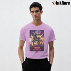 Men’s Godzilla Vs Charles Barkley 1992 Vintage Crossover V-Neck Tee in light pink | Sharp, Breathable, Everyday Staple