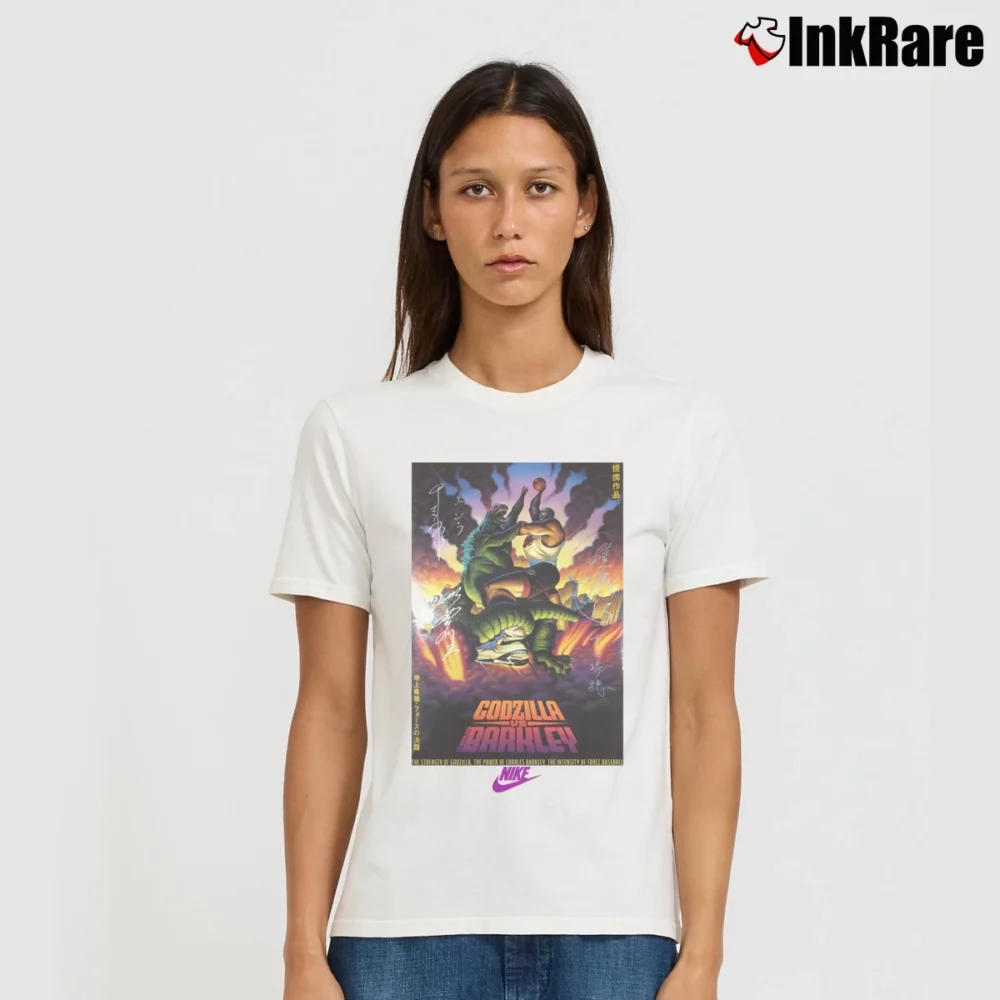 Women’s Godzilla Vs Charles Barkley 1992 Vintage Signature T-Shirt in white | Soft, Flattering Fit