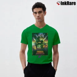Men’s Godzilla Vs Charles Barkley 1992 Vintage V-Neck Tee in irish green | Sharp, Breathable, Everyday Staple